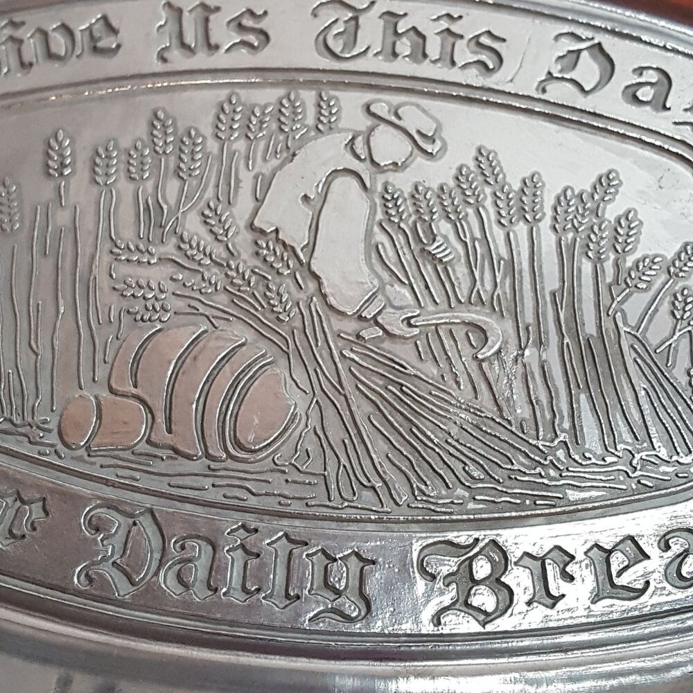 Give Us This Day Our Daily Bread Hand Cast Aluminum Bread Tray Vintage 1977 New - Picture 3 of 7